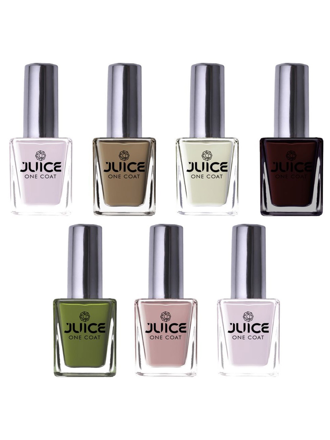 

JUICE Set of 7 One Coat Long-Wearing Quick Dry Glossy Nail Polish - 11 ml each, Multi