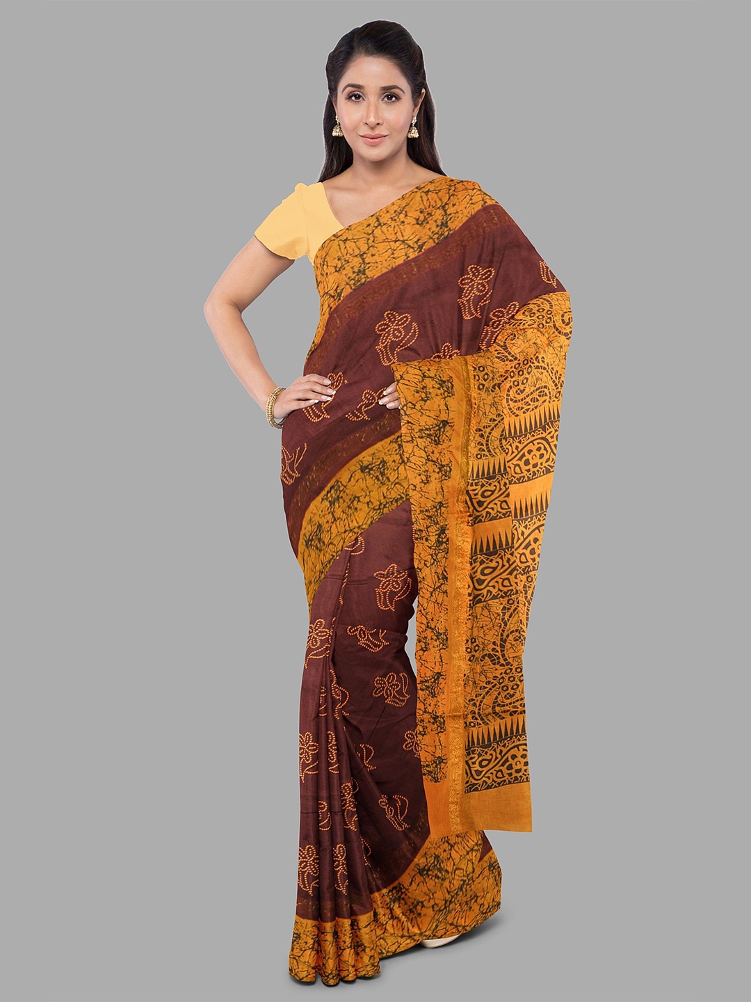 

The Chennai Silks Floral Pure Cotton Sungudi Saree, Maroon