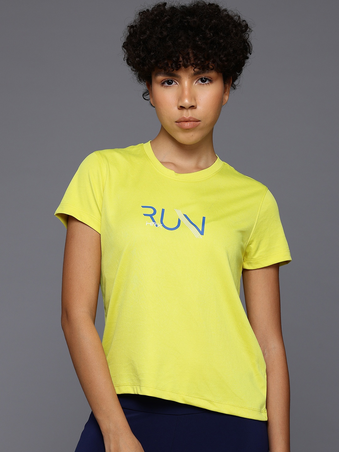

HRX by Hrithik Roshan Rapid-Dry Brand Logo Print Running T-shirt, Mustard