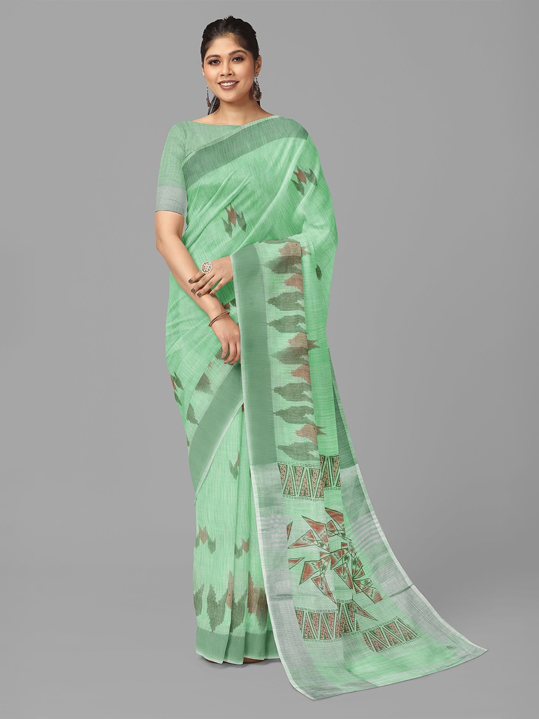 

The Chennai Silks Ethnic Motifs Fusion Bhagalpuri Saree, Green