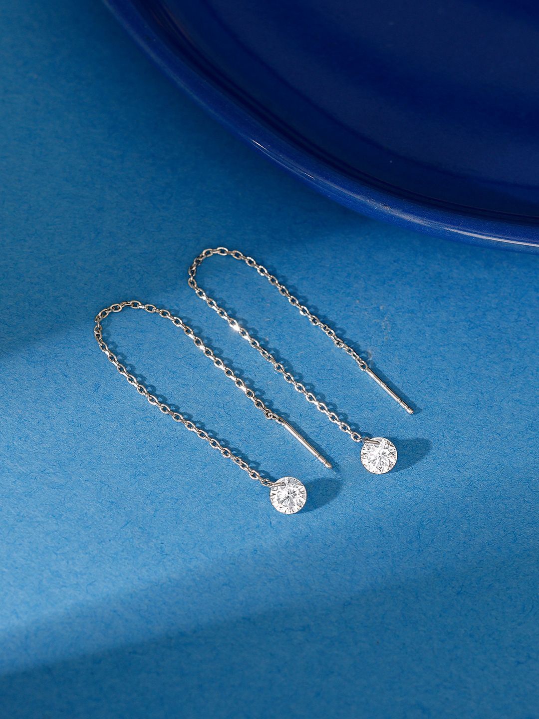 

GIVA 925 Sterling Silver Rhodium-Plated Zircon Studded Contemporary Drop Earrings