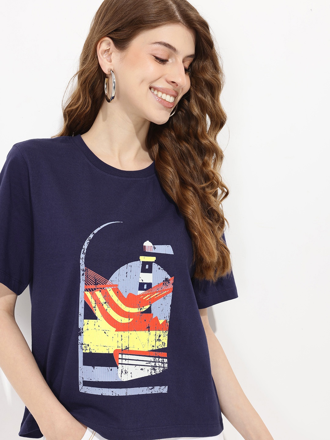 

DressBerry Nautical Escape Boxy T-shirt, Navy blue