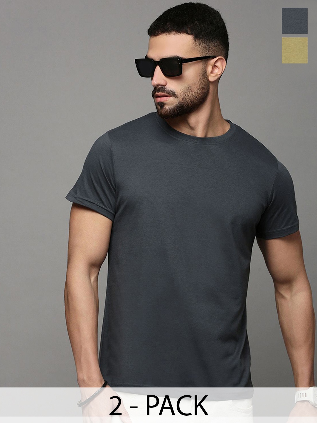 

The Roadster Lifestyle Co Pack Of 2 Cotton Lounge Tshirts, Grey