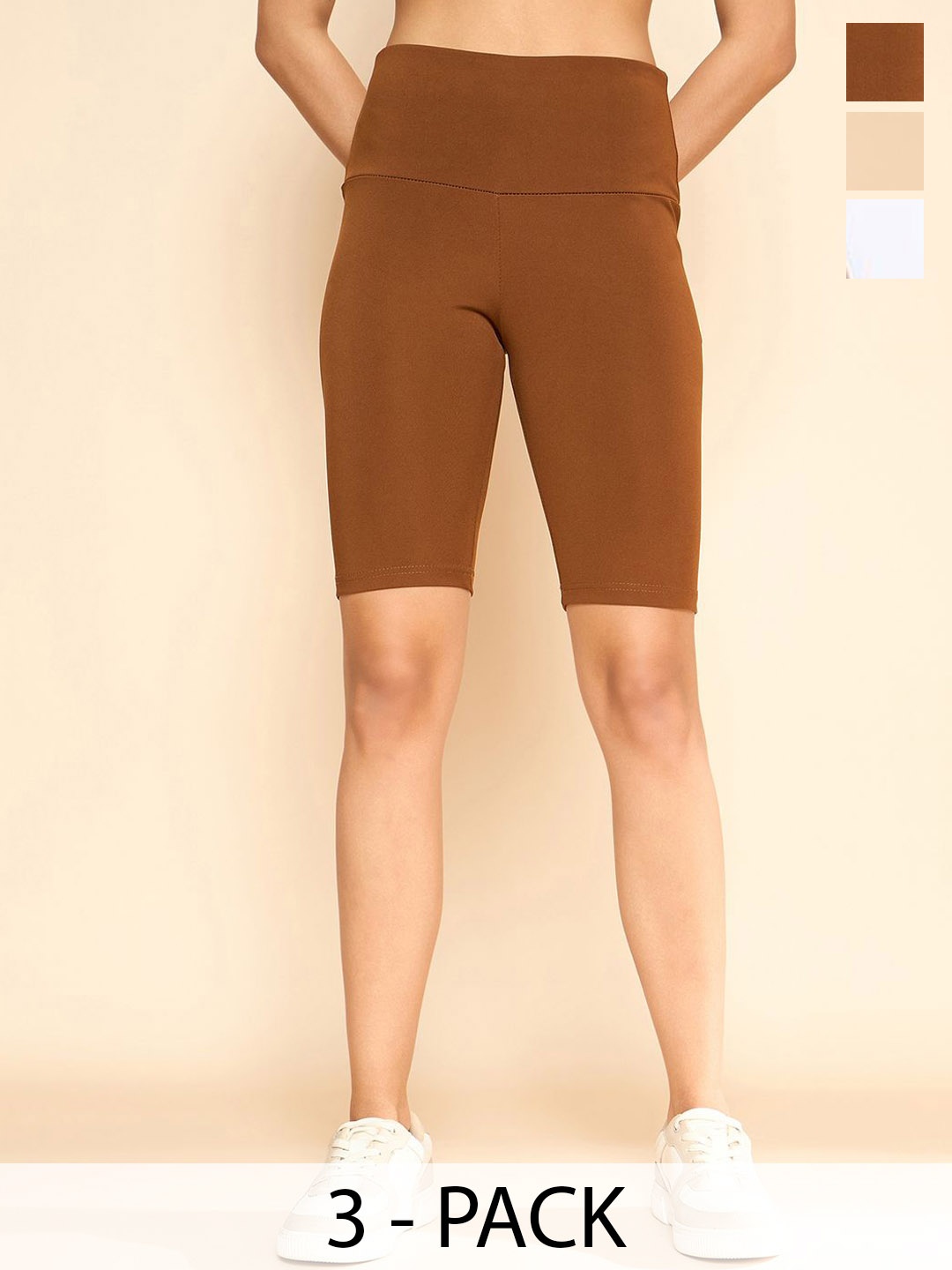 

COLOR CAPITAL Women Pack Of 3 Above Knee Tights, Rust