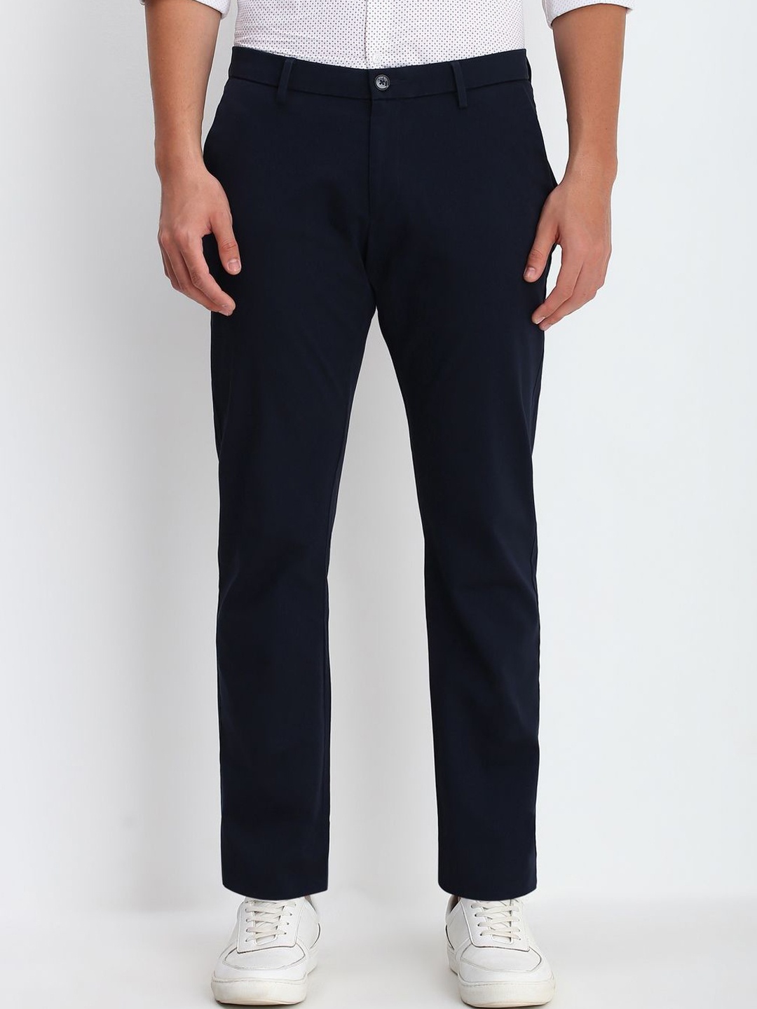 

Allen Solly Men Slim Fit Cotton Trousers, Navy blue