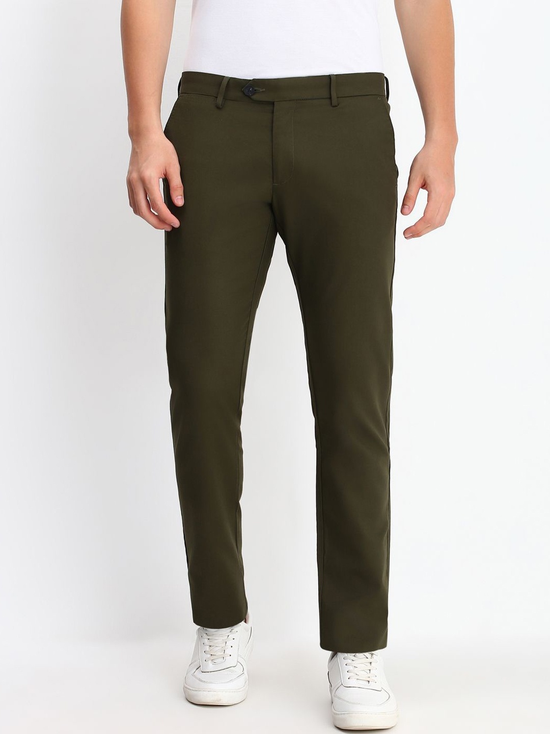 

Allen Solly Men Slim Fit Trousers, Olive