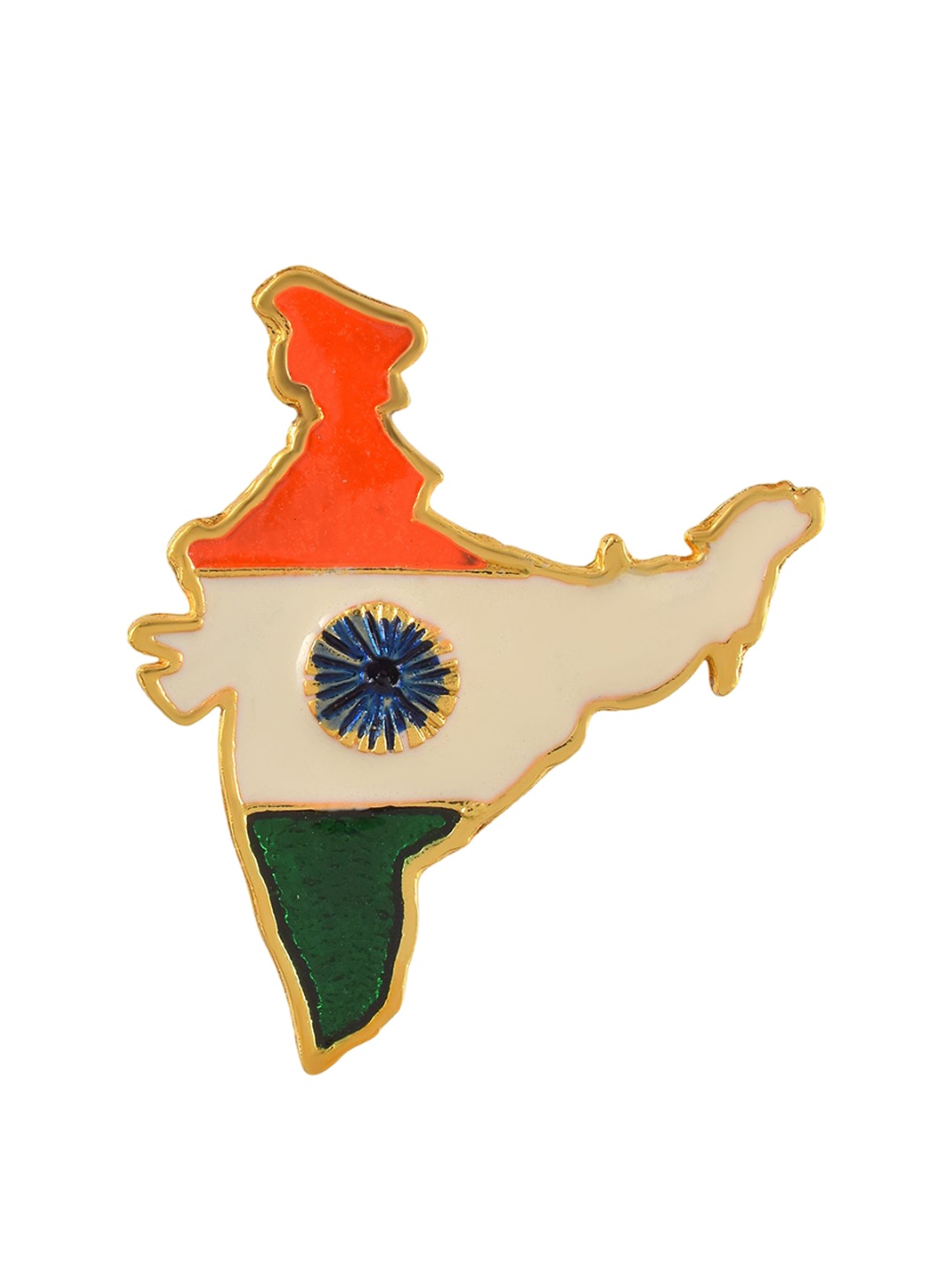 

MEMOIR Unisex Brass India Map design Brooch Sareepin, Orange