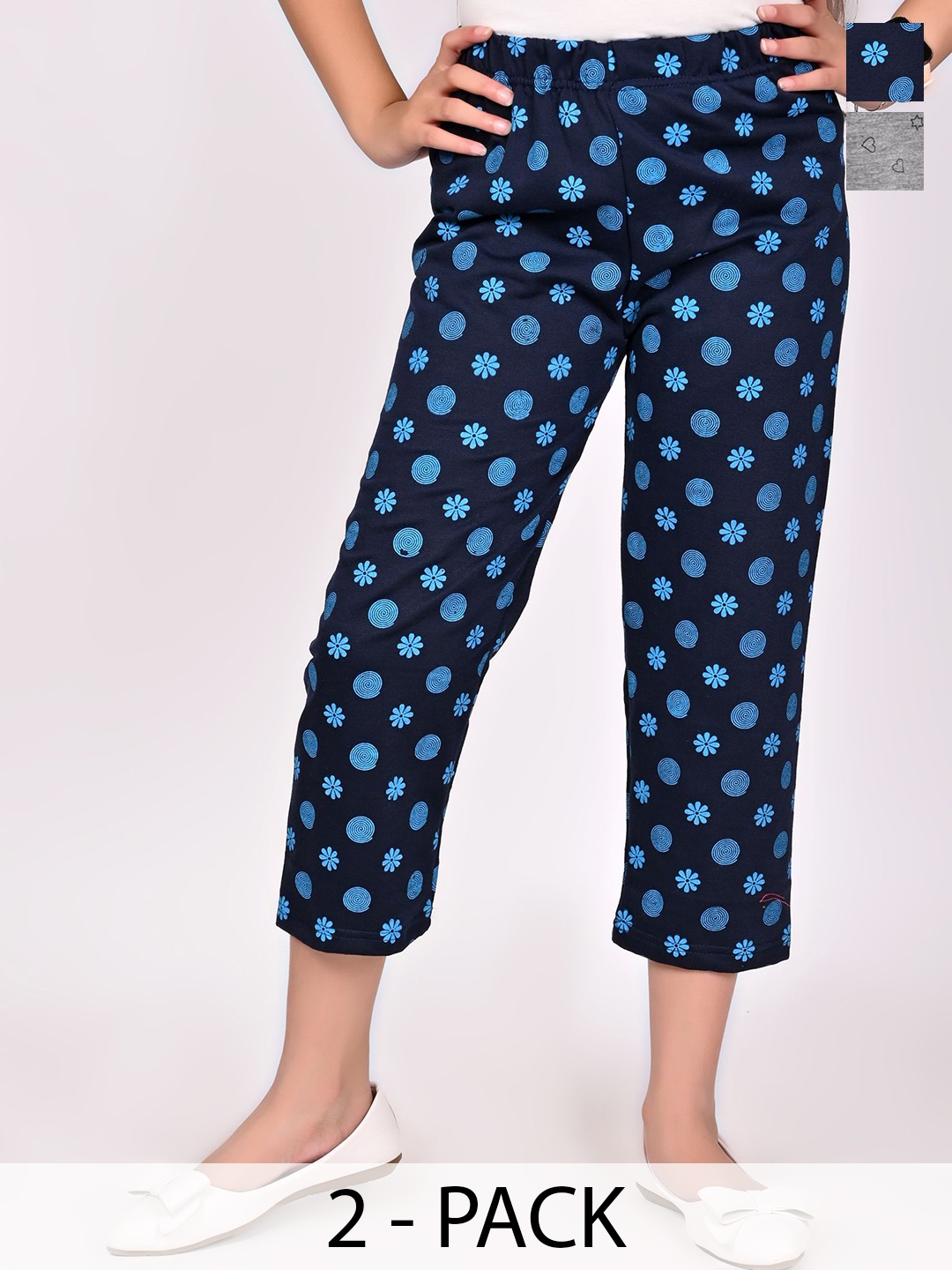 

BAESD Girls Pack Of 2 Printed Cotton Trousers, Grey