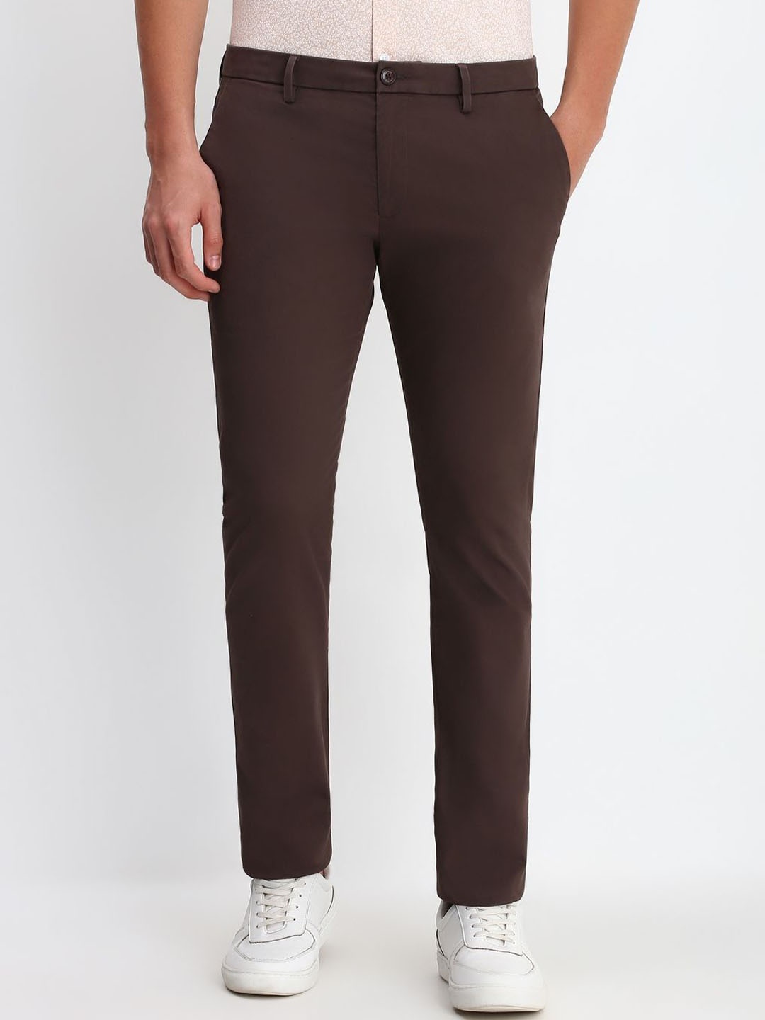 

Allen Solly Men Ultra Mid-Rise Slim Fit Trousers, Brown