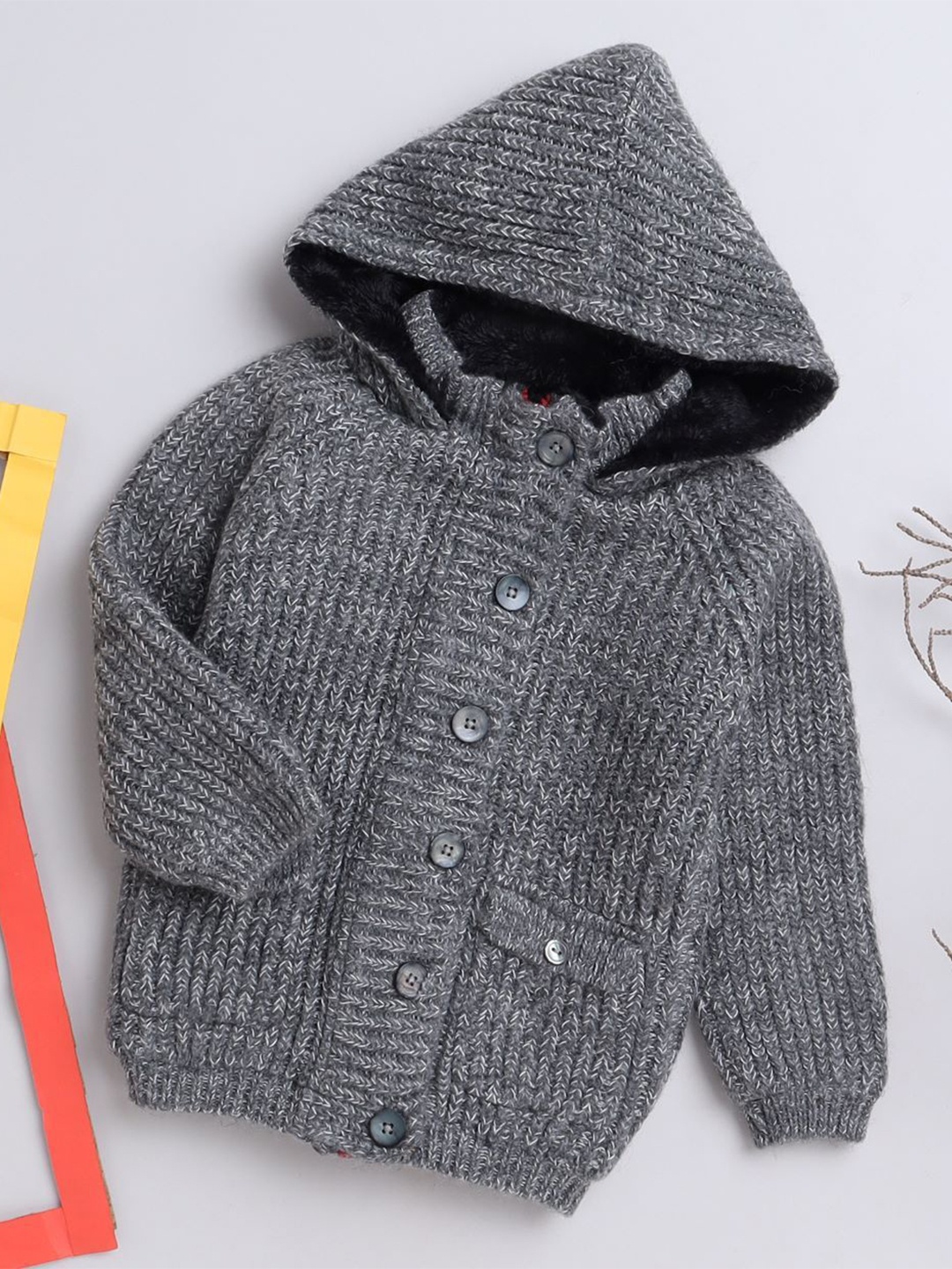 

Yellow Apple Boys Woollen Pullover, Charcoal