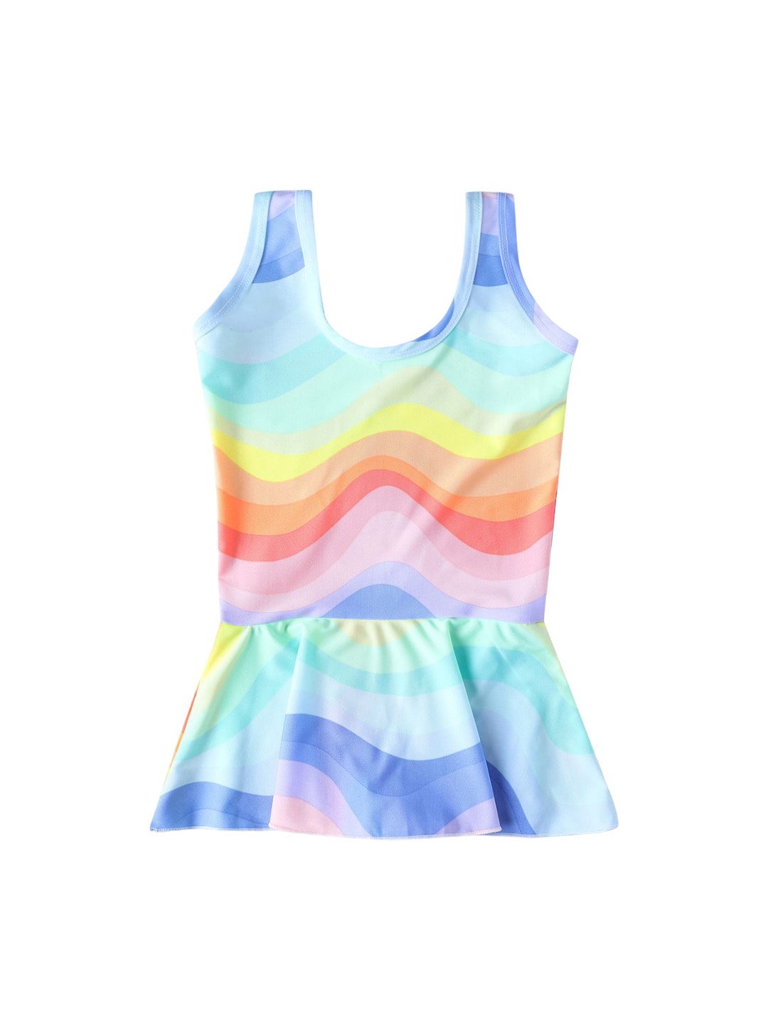 

CUKOO Girls Printed Round Neck Swimming Dress, Blue