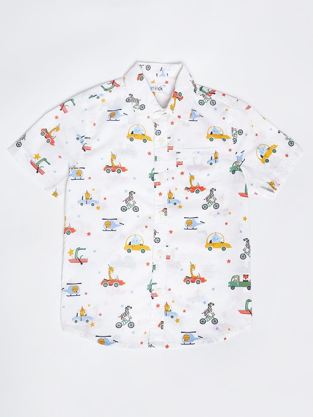 

First Kick Boys Cutaway Collar Solid Cotton Casual Shirt, White