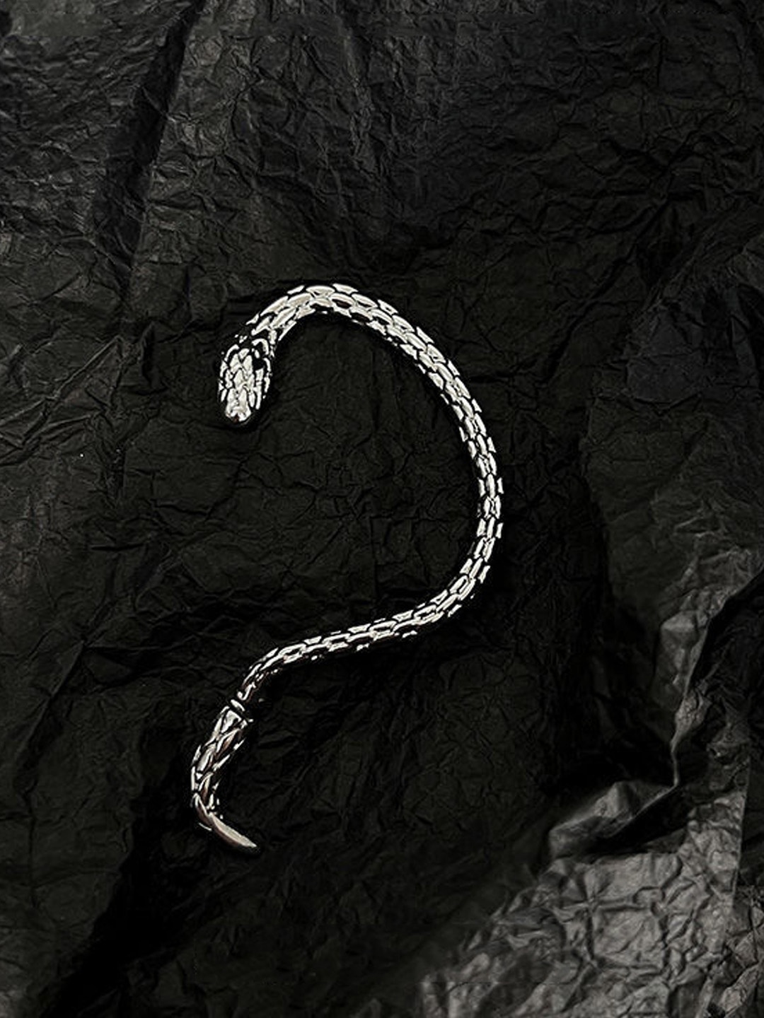 

VAGHBHATT Silver Plated Snake Shaped Ear Cuff Earrings