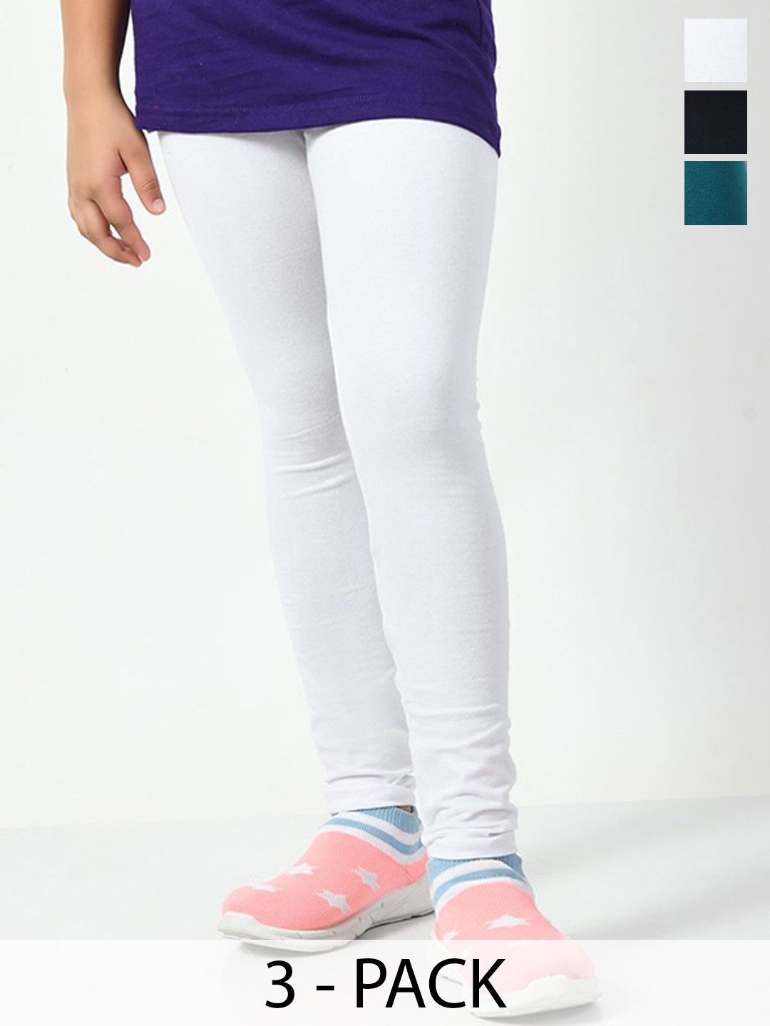 

KAYU Girls Pack Of 3 Ankle-Length Leggings, White