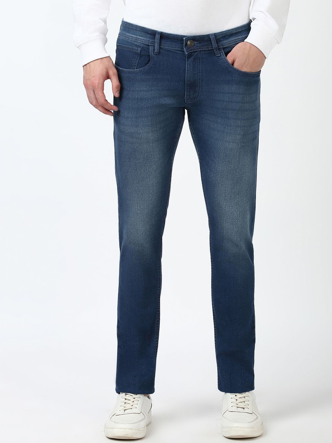 

Peter England Casuals Men Skinny Fit Light Fade Jeans, Navy blue