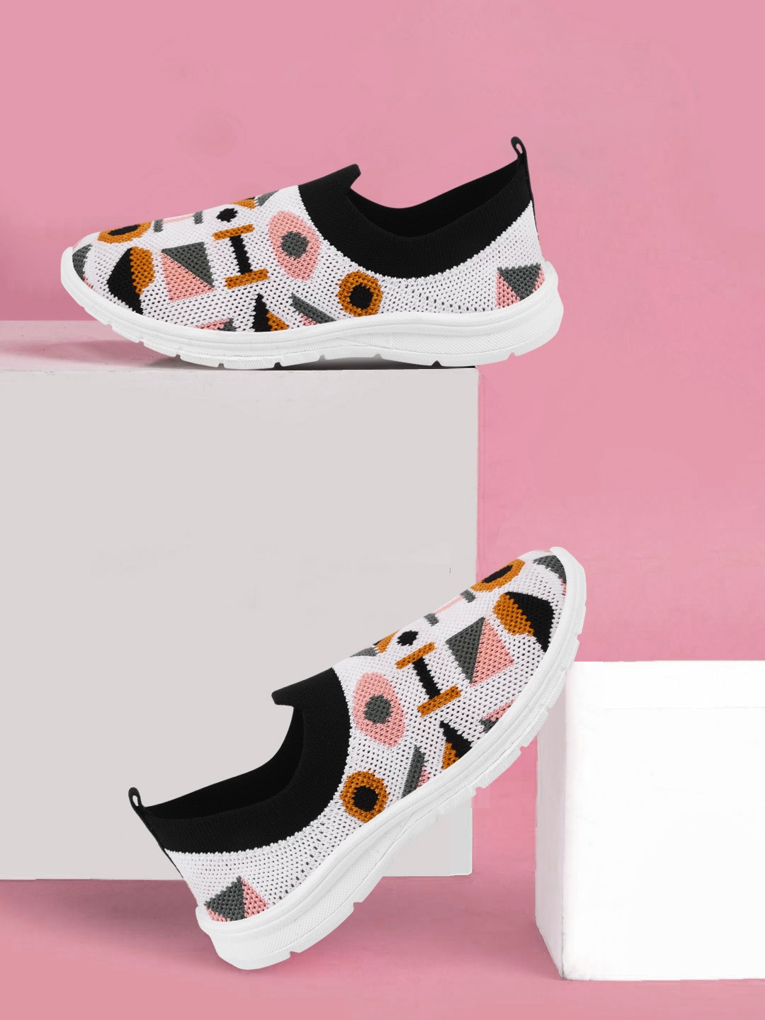 

SPRENGE Girls Woven Design Slip-On Sneakers, Multi