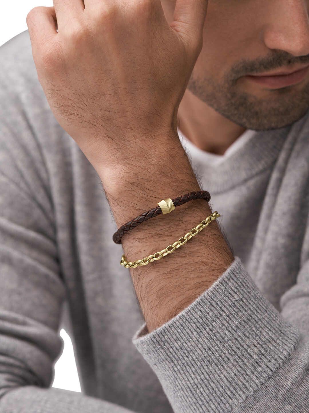 

Fossil Men Stainless Steel Armlet Bracelet, Gold