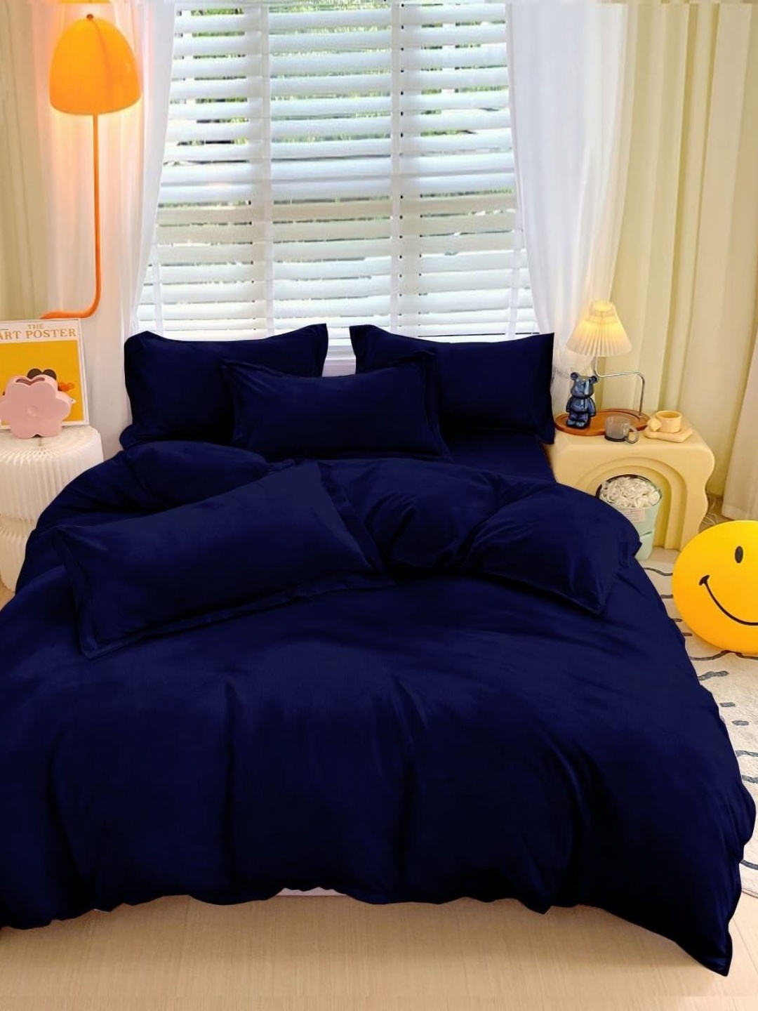 

MORADO Navy Blue 260 TC Queen Bedsheet with 2 Pillow Covers