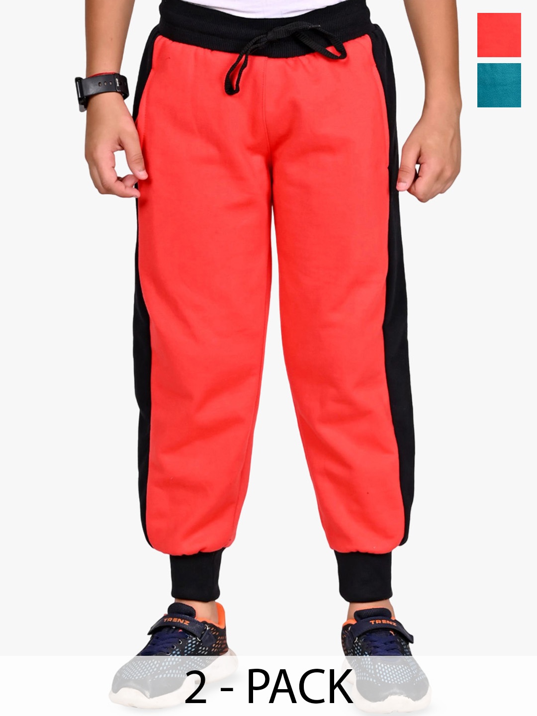 

BAESD Boys Pack Of 2 Mid-Rise Joggers, Red