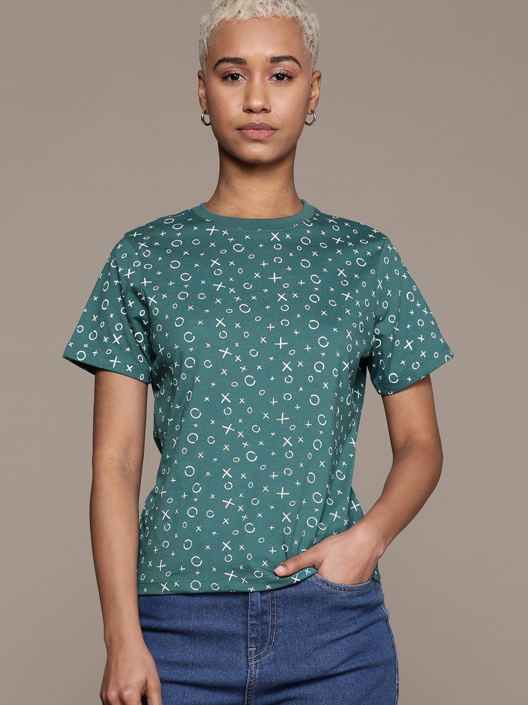 

The Roadster Lifestyle Co. Geometric Printed T-shirt, Green
