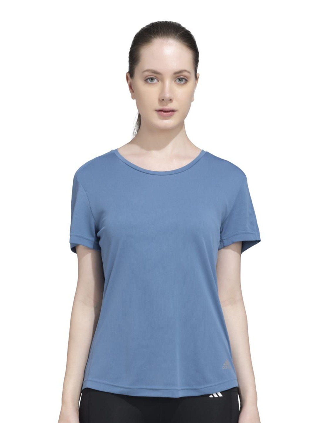 

ADIDAS Women Solid Round Neck T-shirt, Blue