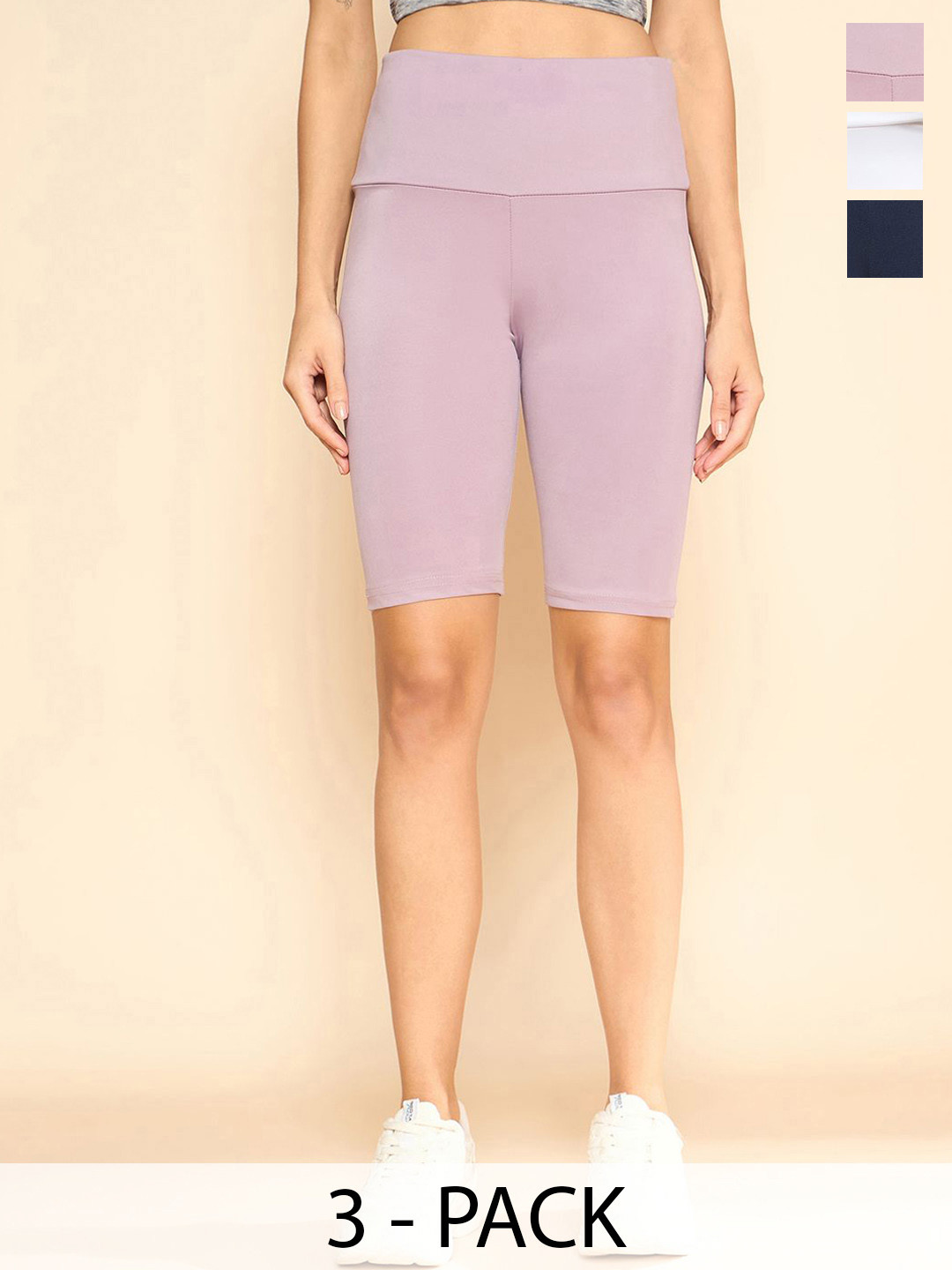 

COLOR CAPITAL Women Pack Of 3 Above Knee Gym Tights, Lavender