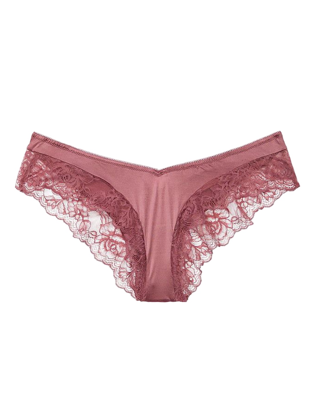 

Victoria's Secret Women Self Design Lace-Trim High-Leg Bikini Briefs1125320291Q7, Rose