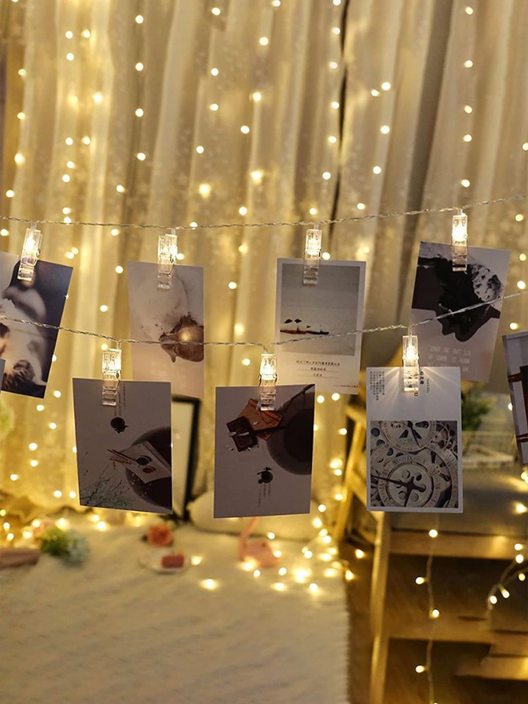 

Kuber Industries Yellow Photo Clip Shape String Lights