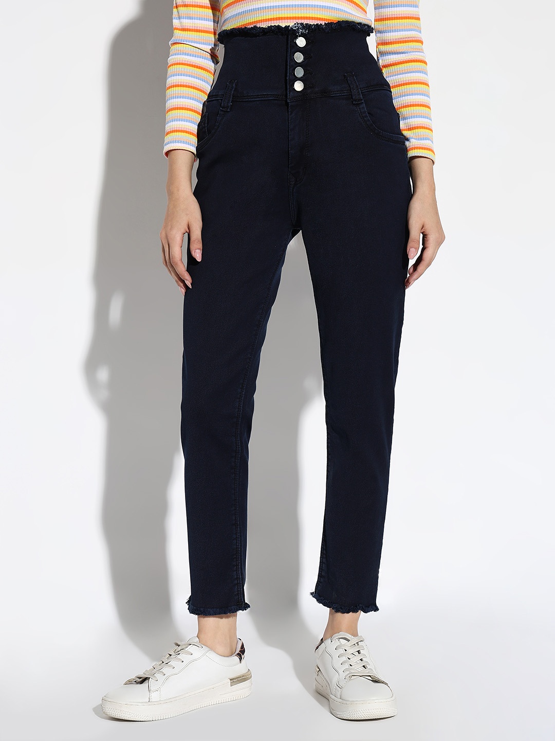 

SHOWOFF Women Comfort Slim Fit High-Rise Stretchable Jeans, Navy blue