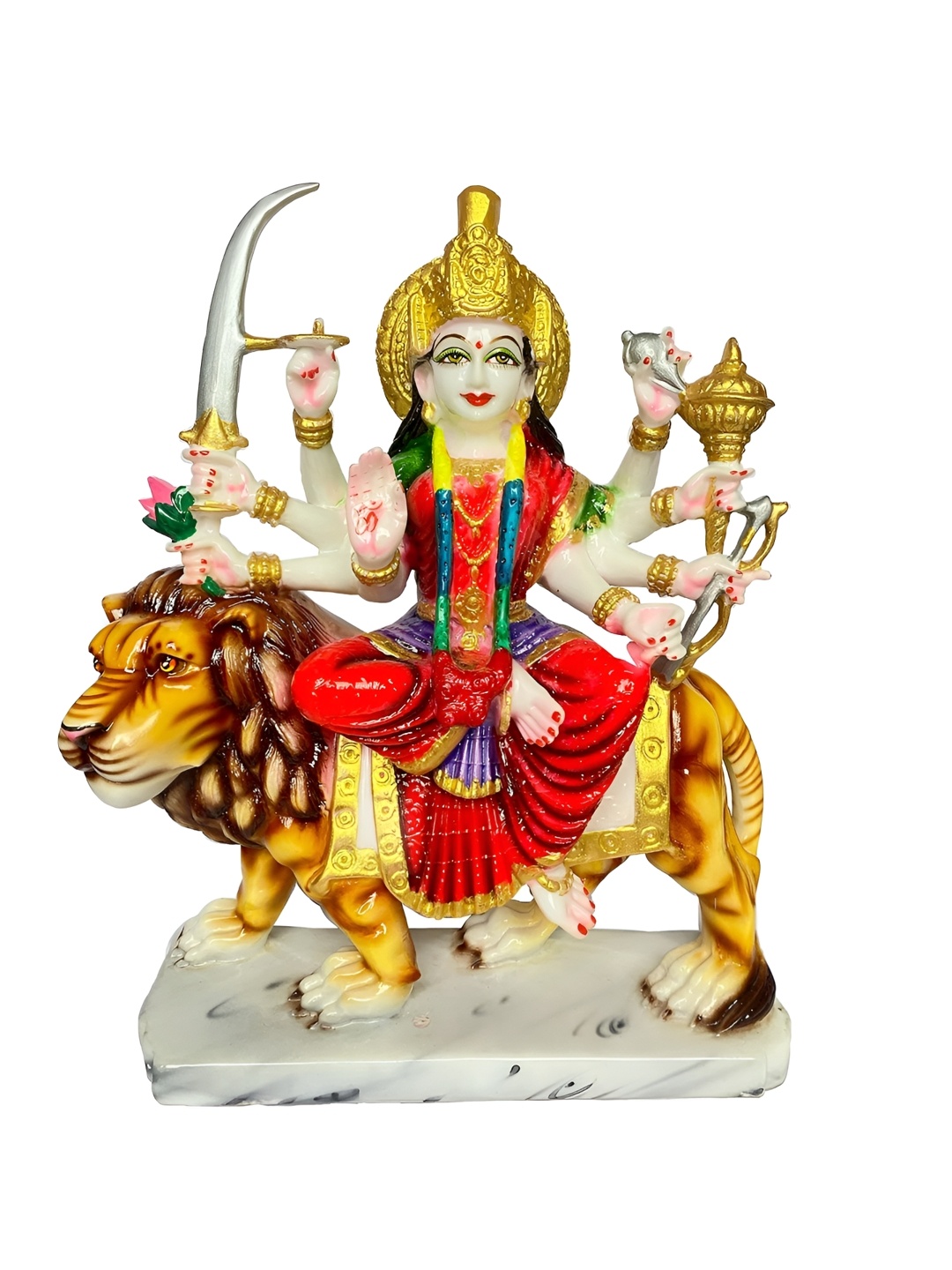 

krishnagallery1 Red & White Sherawali Durga Mata Murti Showpiece