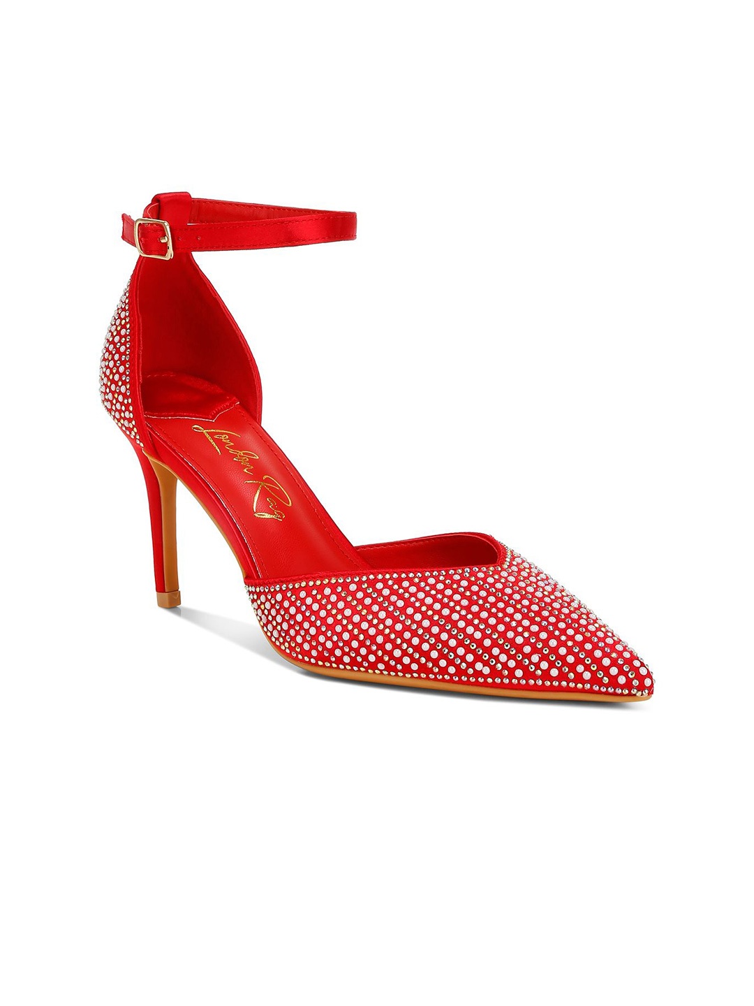 

London Rag Women Embellished Slim Heeled Pumps, Red