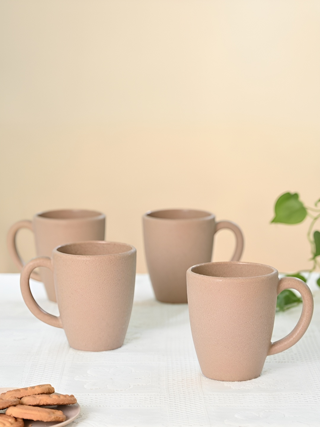 

eha Beige 4 Pieces Microwave Safe Coffee Mug 300ML