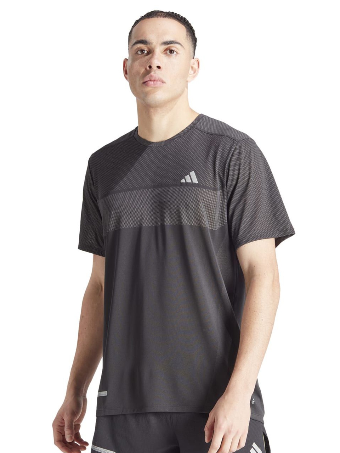 

ADIDAS Men Striped Round Neck T-shirt, Black