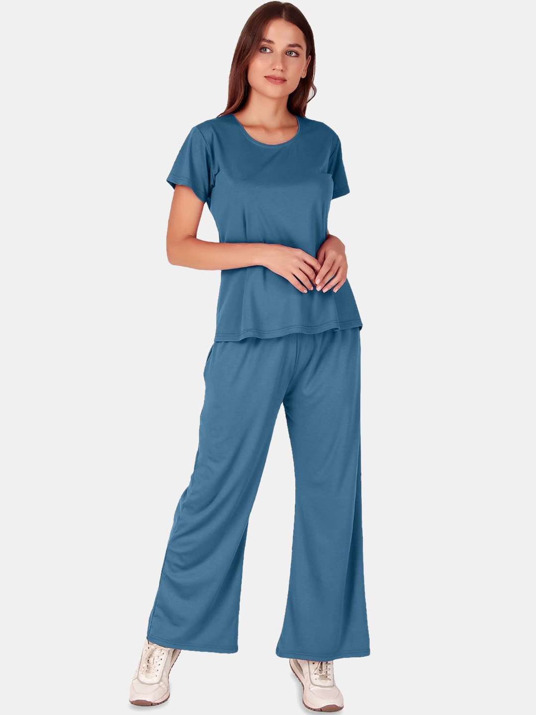 

Fasense Women Round Neck Co-Ords, Blue