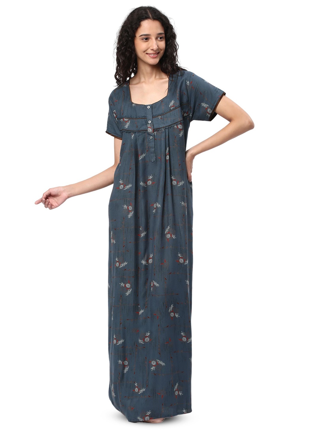 

KOVIRA Printed Maxi Nightdress, Blue