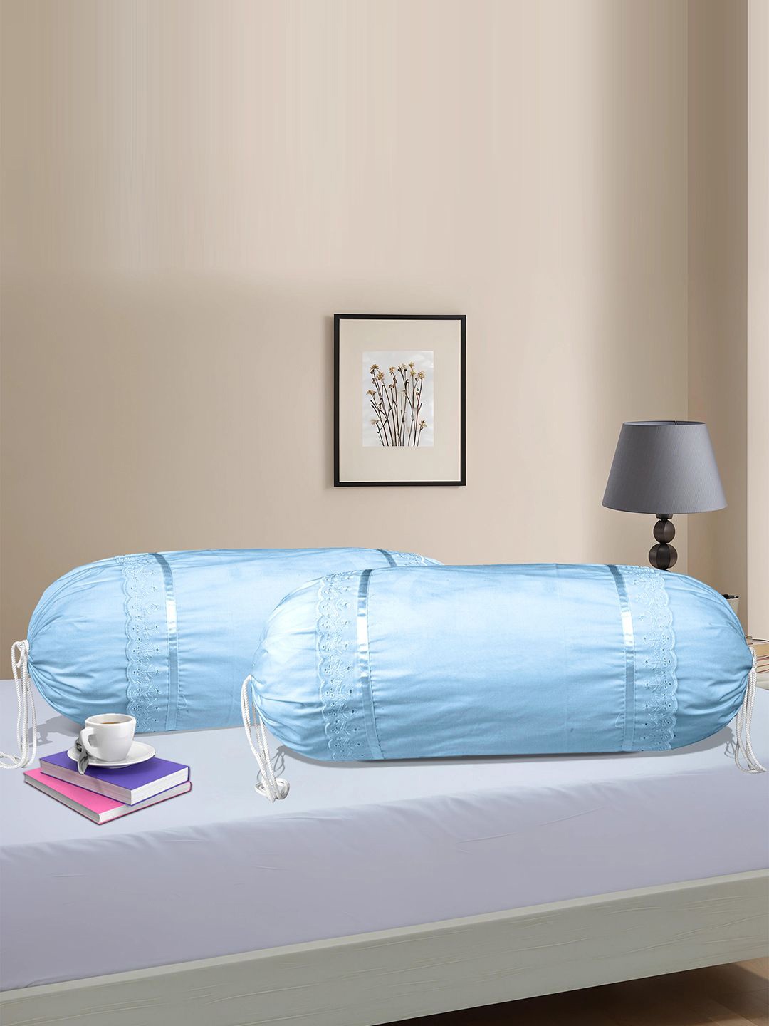 

Kuber Industries Blue Printed 2 Pieces Cotton Bolster Covers