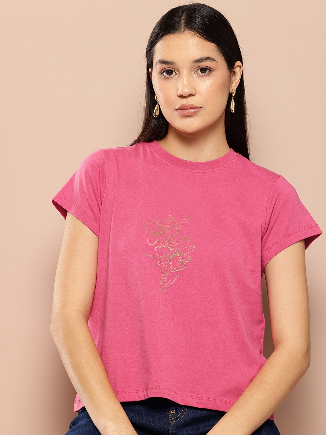 

Chemistry Printed Pure Cotton T-shirt, Pink