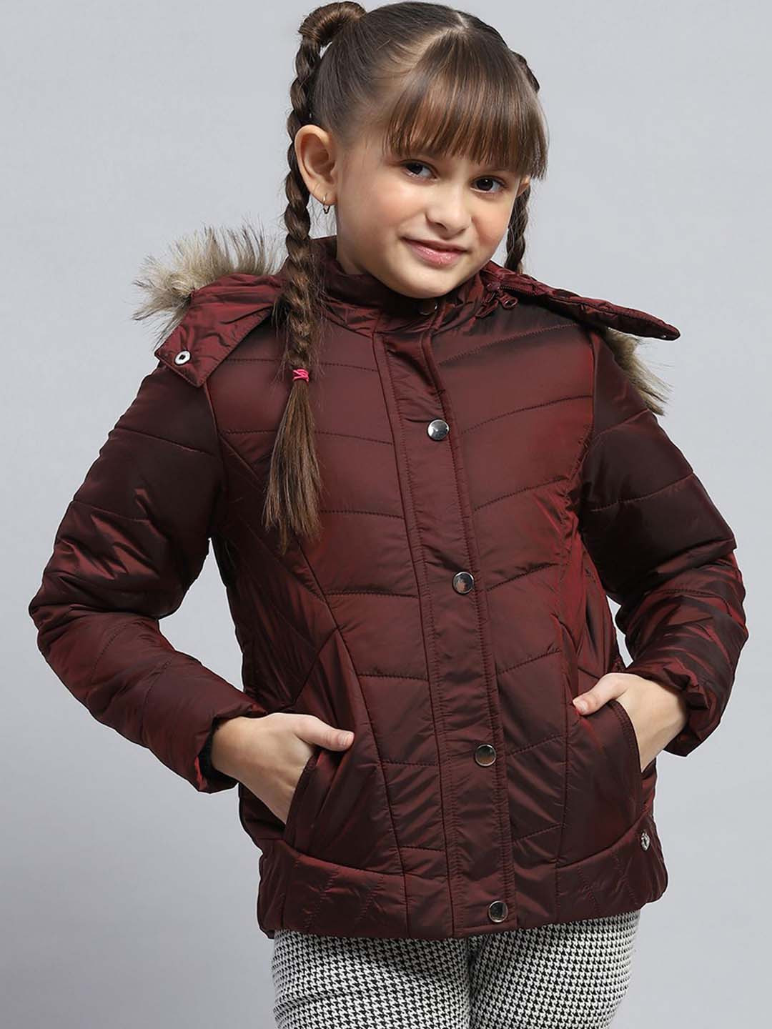 

Monte Carlo Girls Hooded Solid Nylon Casual Parka Jacket, Maroon