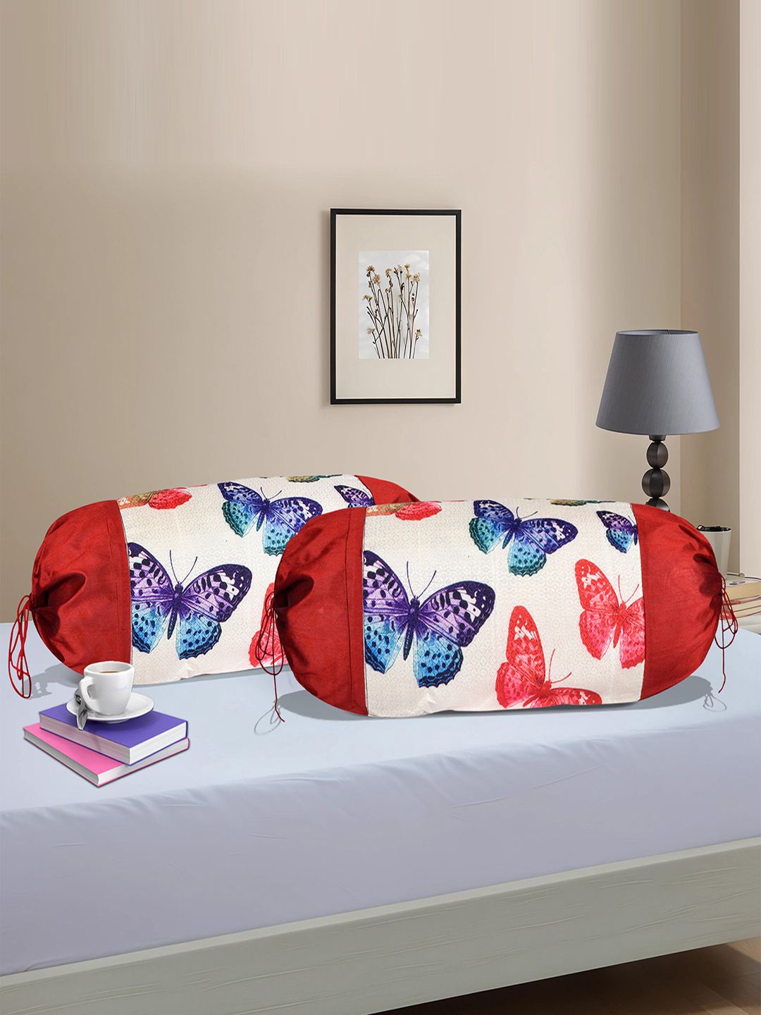 

Kuber Industries Red 2 Pieces Printed Cotton Bolster Covers