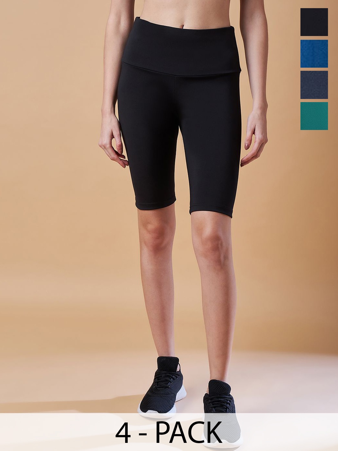 

COLOR CAPITAL Pack Of 4 High Waisted Women Tights, Black