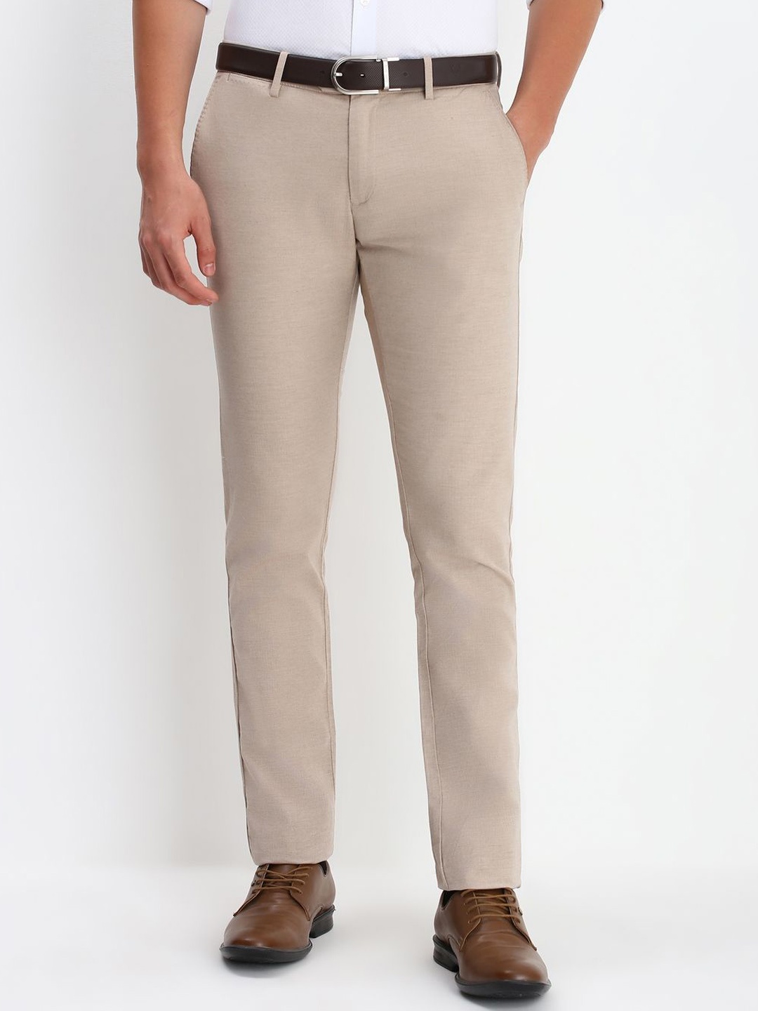 

Allen Solly Men Slim Fit Formal Trousers, Beige