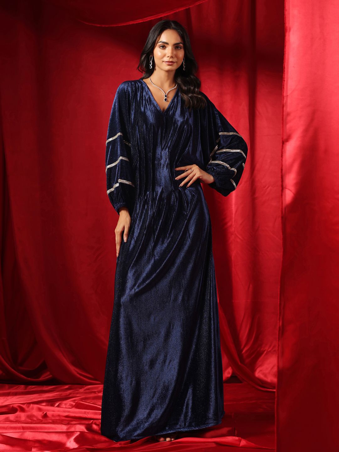 

B'Infinite Women Embellished Maxi Dress, Blue