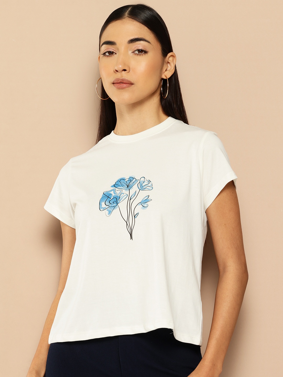 

Chemistry Floral Print Pure Cotton T-shirt, White