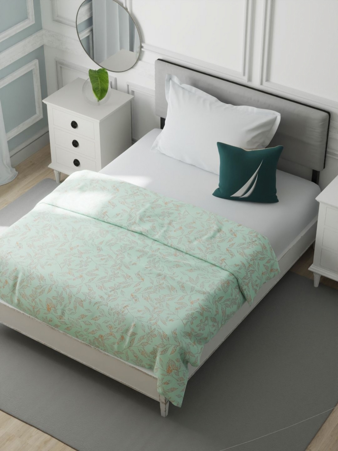 

Nautica Green & Orange Floral AC Room 120 GSM Single Bed Dohar