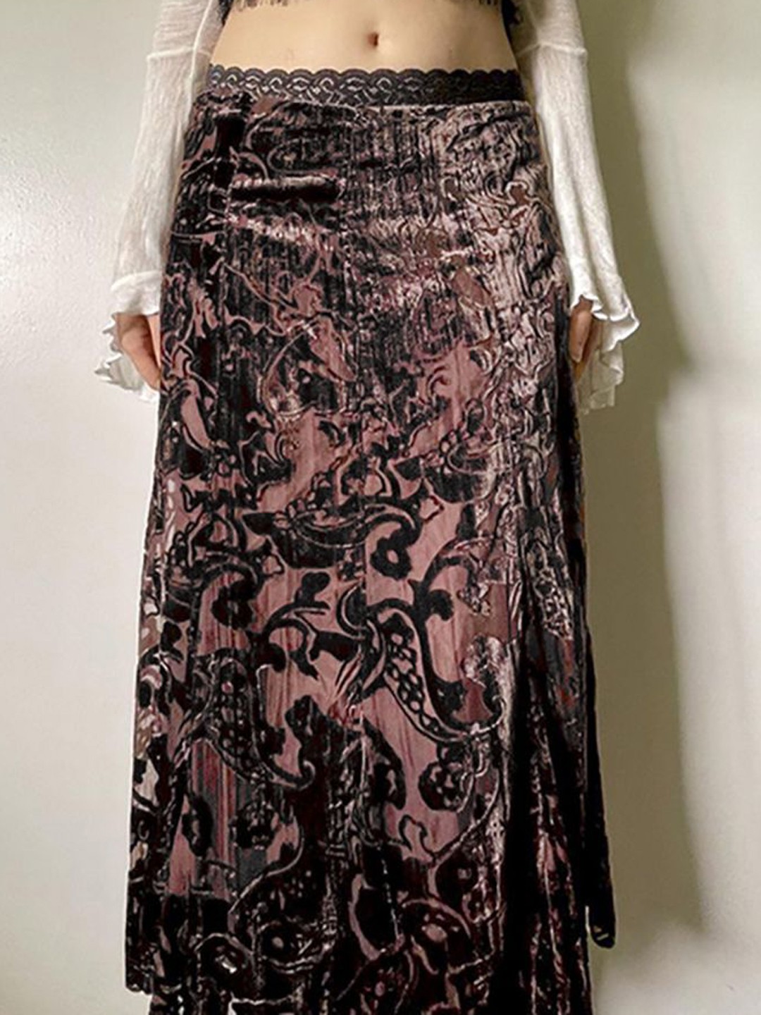 

StyleCast x Revolte Women Printed A-Line Maxi Skirts, Maroon