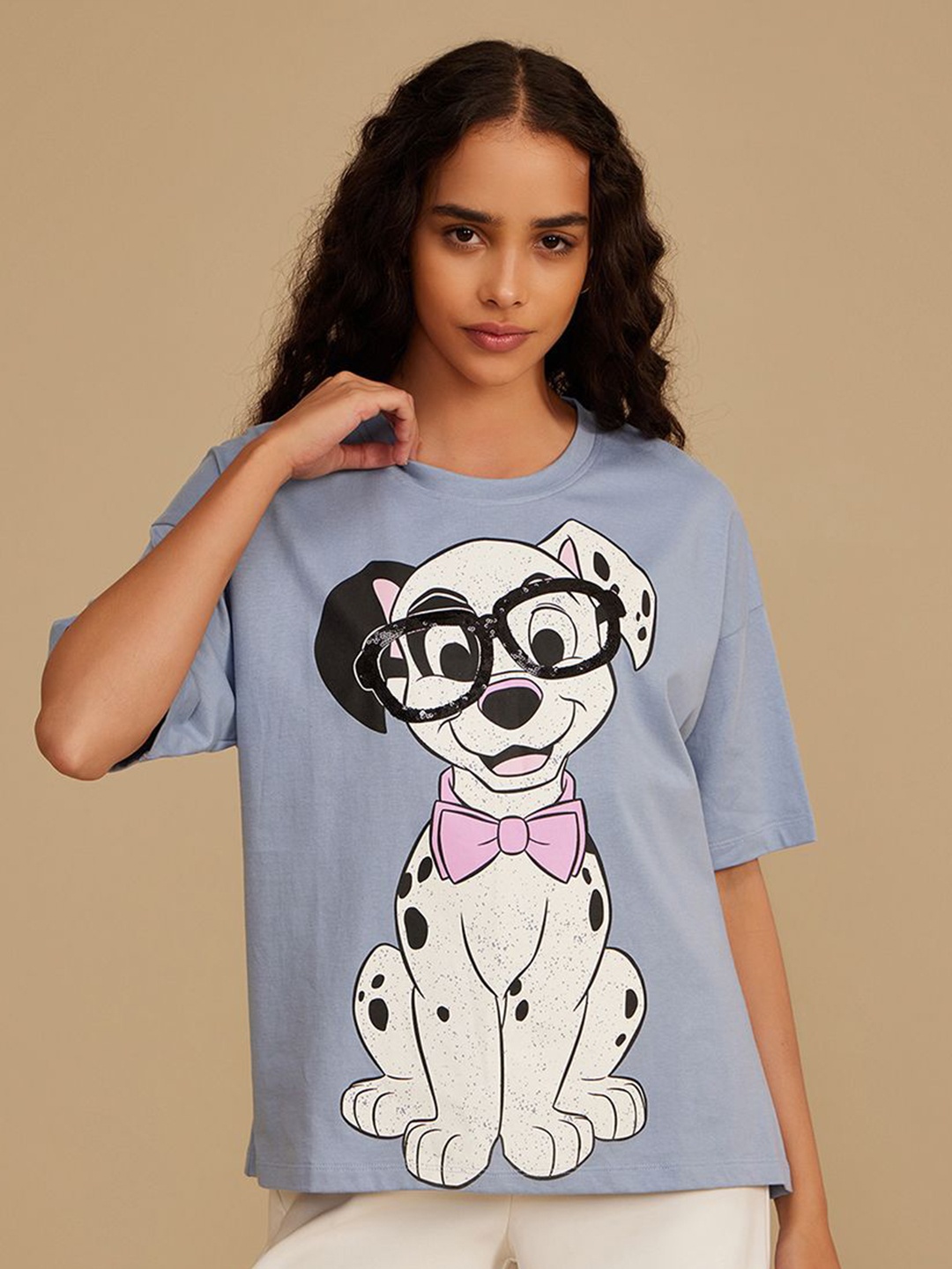 

Kazo Women Graphic Printed Round Neck Cotton T-shirt, Blue
