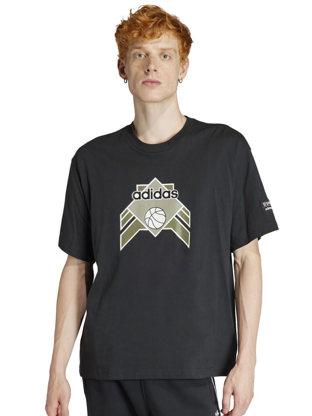

ADIDAS Originals Men Graphic Printed Round Neck Cotton Relaxed Fit T-shirt, Black