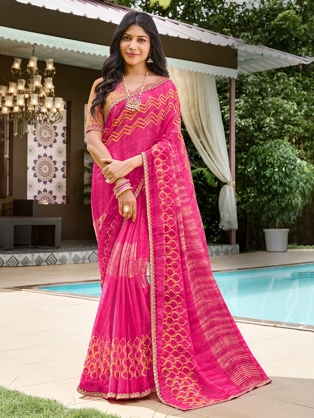 

Laxmipati Embroidered Saree, Pink