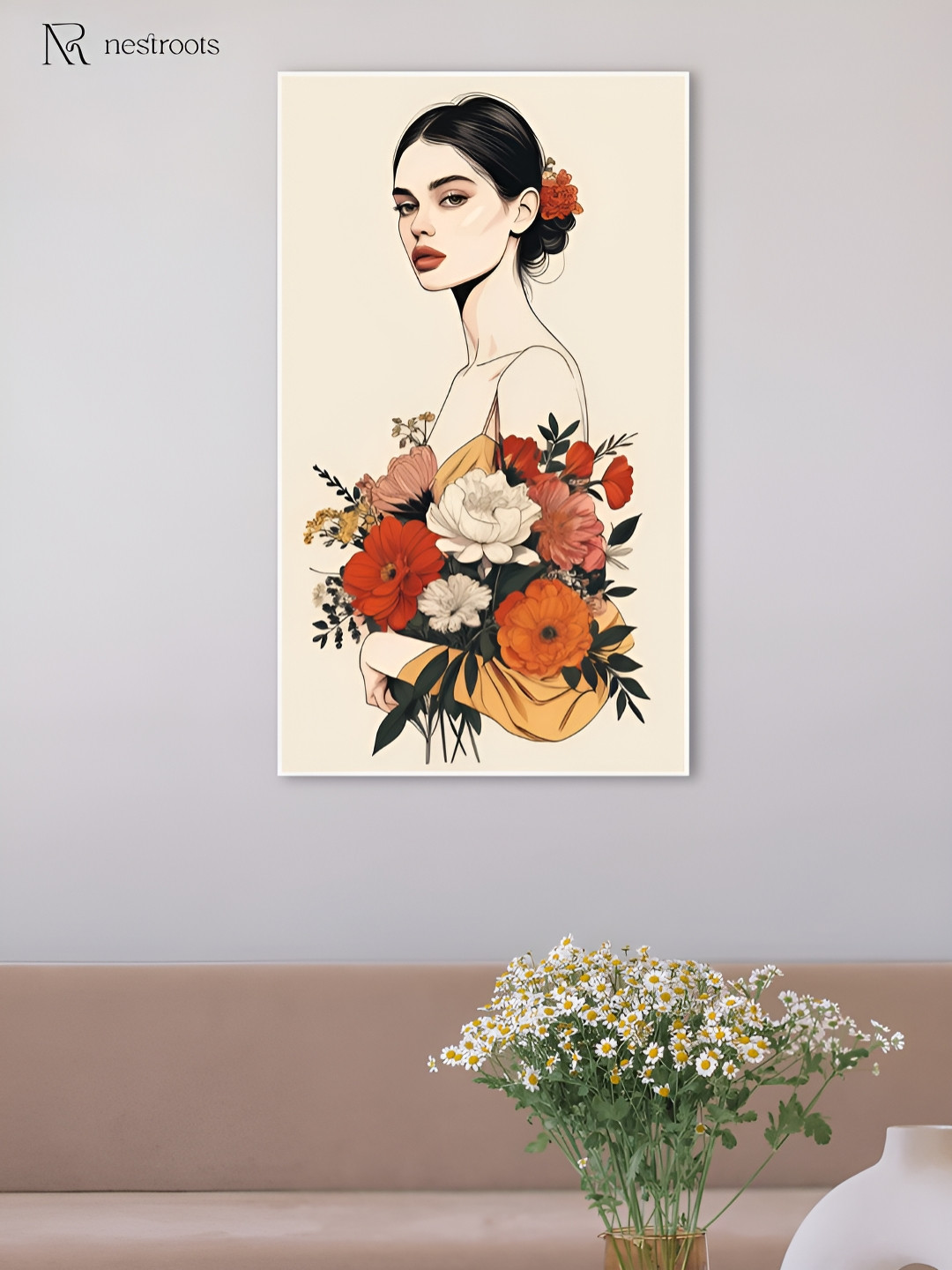 

nestroots Beige & Orange Graceful Bouquet Elegance in Bloom Canvas Wall Art