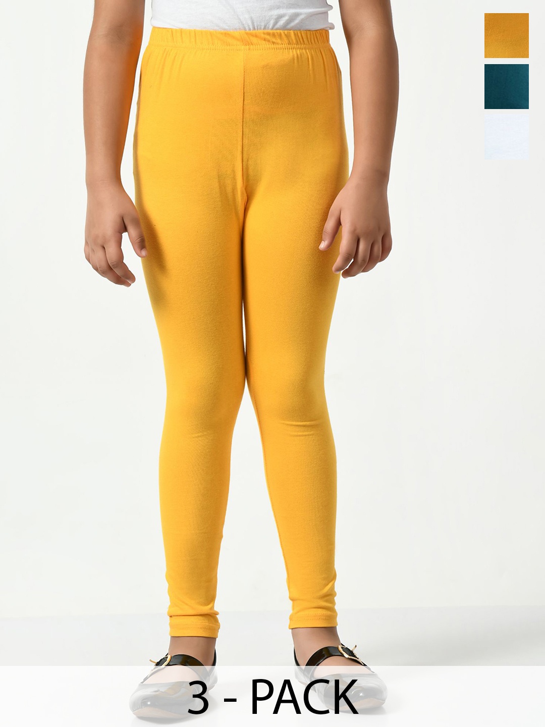 

KAYU Girls Pack Of 3 Ankle-Length Leggings, Green